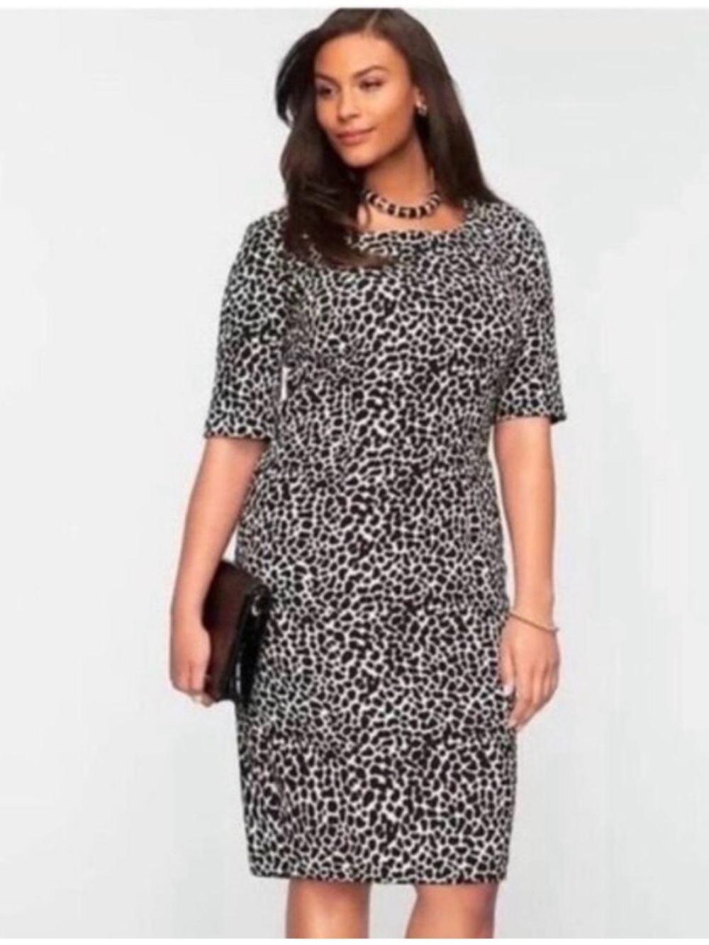 Talbots Black and White Leopard Print Dress Women’s 12 Large